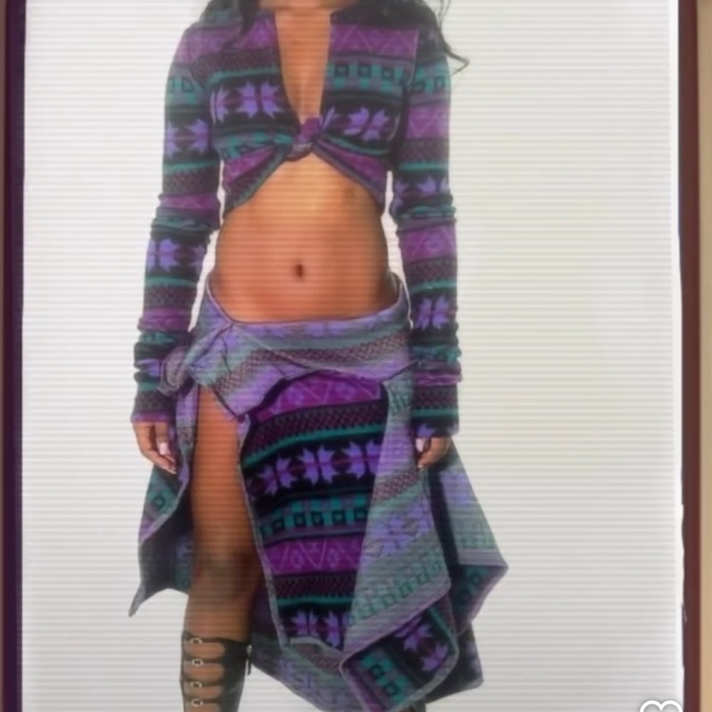 Twiley TM cozy fleece skirt set in purple